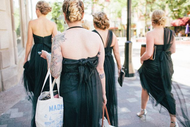 Anthropologie wedding dress, BHLDN bridesmaids, BHLDN tulle bridesmaids dresses, Black tulle bridesmaids dresses, Madison wedding photographer, madison wedding photography, organic modern madison wedding, MMoCA wedding, Art museum wedding photography, wisconsin wedding photographer, Carly McCray Photography