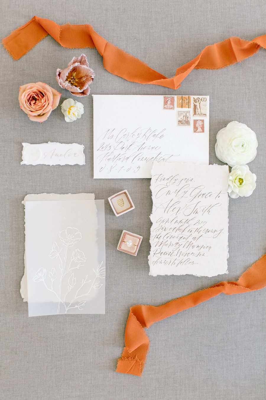 custom wedding invitation suite saffron avenue wisconsin bride, carly mccray photography, the mrs box, saffron avenue calligraphy, custom lake geneva wedding invitations