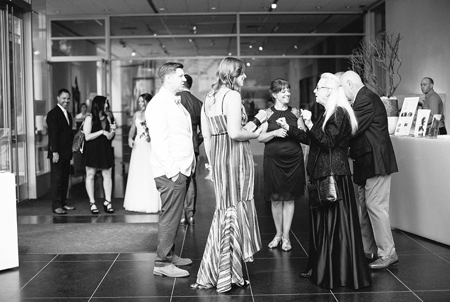 MMoCA Madison Wedding Photographers Cherry Blossom Events Carly McCray, black and white bride, wedding photos, daffodil parker, bridal bouquet, modern bouquet, custom chuppah