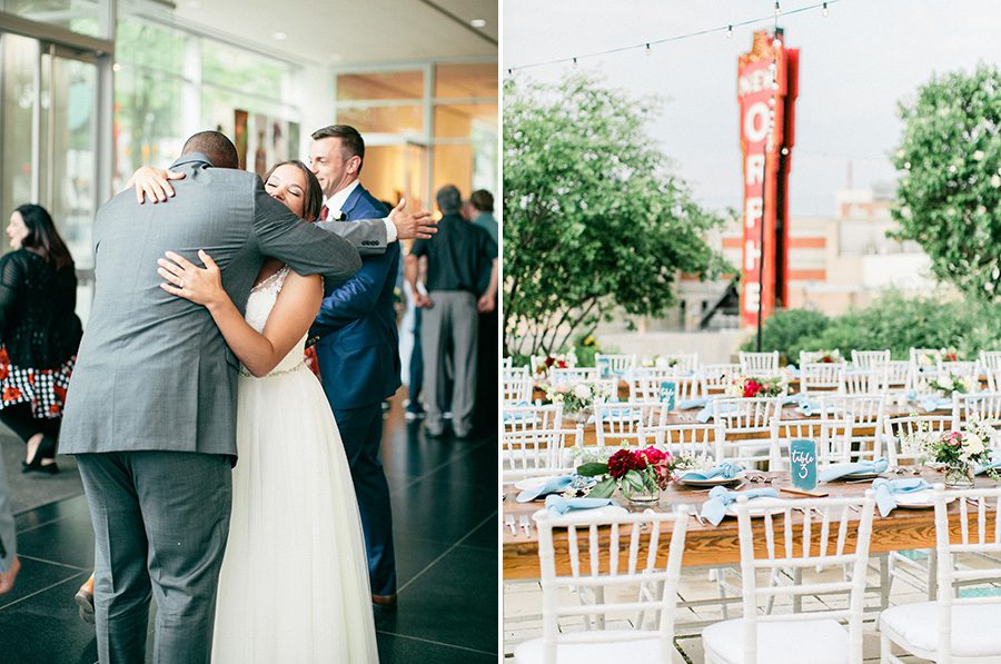 MMoCA Madison Wedding Photographers Cherry Blossom Events Carly McCray, black and white bride, wedding photos, daffodil parker, bridal bouquet, modern bouquet, custom chuppah