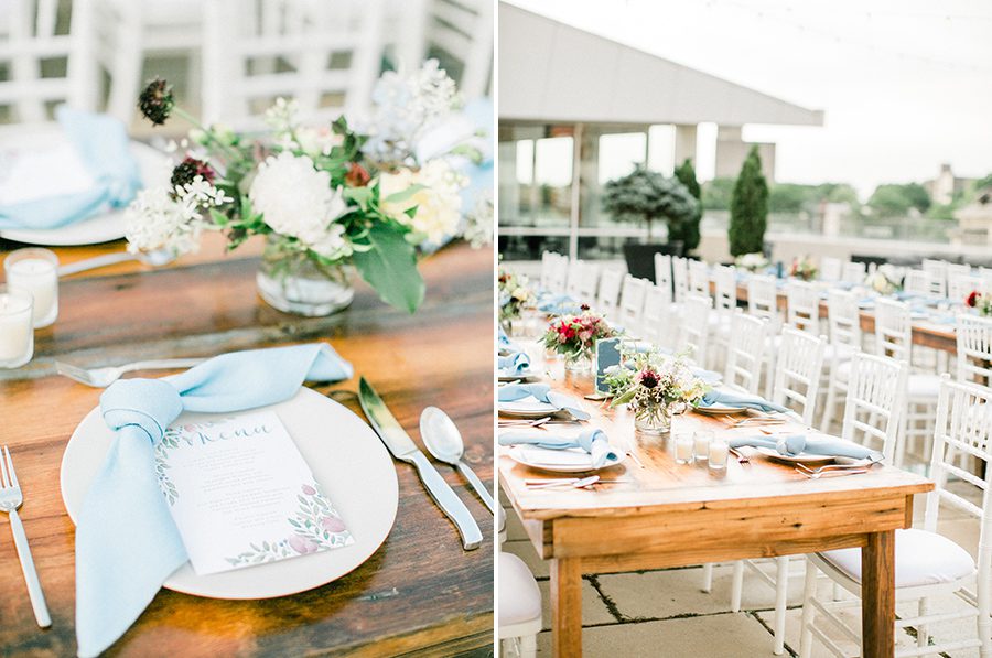 MMoCA Madison Wedding Photographers Cherry Blossom Events Carly McCray, black and white bride, wedding photos, daffodil parker, bridal bouquet, modern bouquet, custom wedding signage hand lettering, farm tables